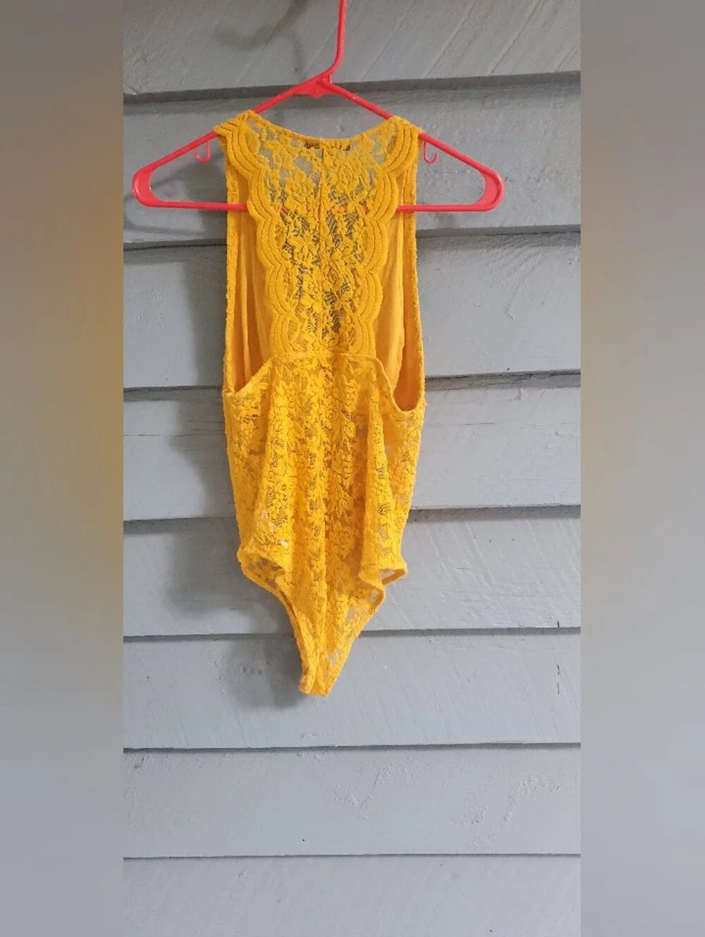 Yellow Lace Deep V Bodysuit